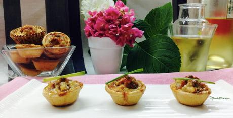 Tartaletas quiche lorraine con jamón y nueces