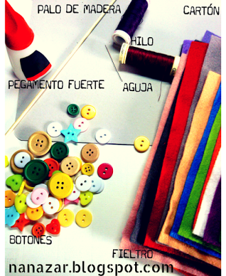 Flores de fieltro con botones