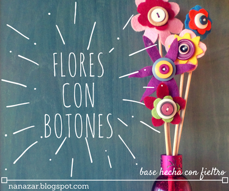 Flores de fieltro con botones