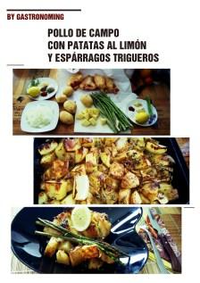 Pollo de campo con patatas al limón y espárragos trigueros