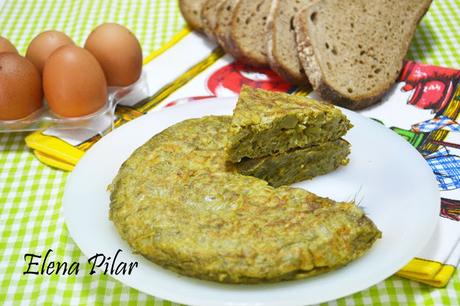 Tortilla de patatas con espárragos verdes (versión ligera)