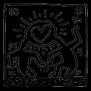 coloring posters with hearts by keith haring