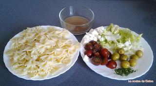 Ensalada de pasta con quesitos y tomates cherry