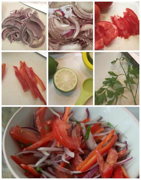 Sánguche de chicharrón con salsa criolla y de ají #AiresdePerú Sánguche de chicharrón con salsa criolla y de ají #AiresdePerú