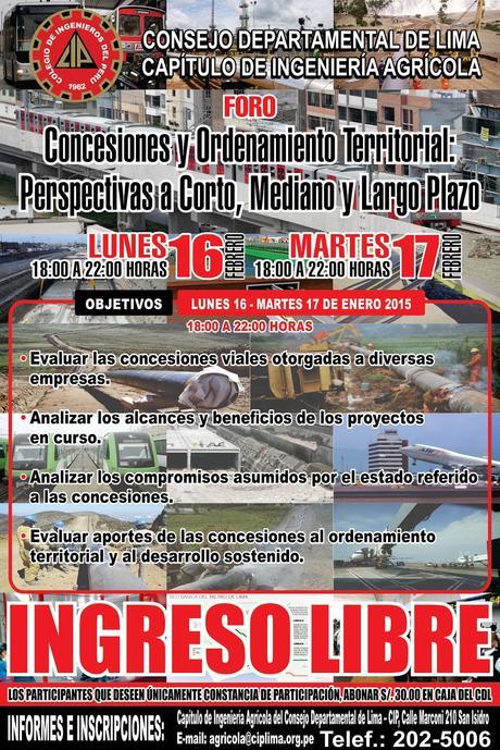 Foro sobre concesiones y ordenamiento territorial se desarrollará en Lima (16 y 17 de febrero)