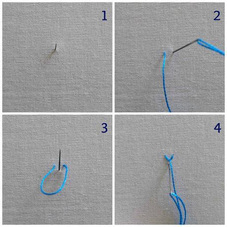Puntos de bordado: punto de mosca / Embroidery stitches: fly stitch