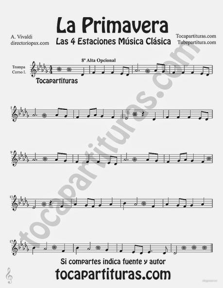 Primavera Antonio Vivaldi Partitura para Trompa Corno 