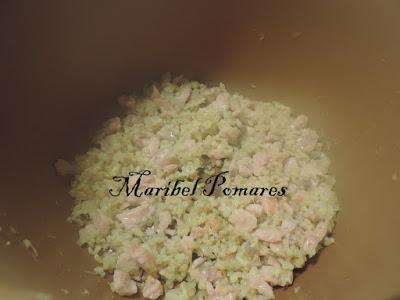 Arroz integral y lentejas con salmón ahumado.