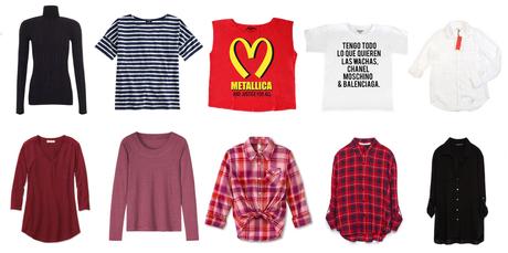 polera negra - remera a rayas - remera Toto - camisa blanca - camiseta bordo - camiseta rosa - camisa negra