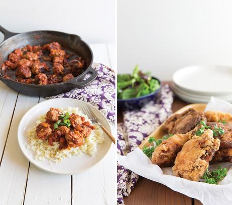 Albóndigas y pollo frito sin gluten, paleo
