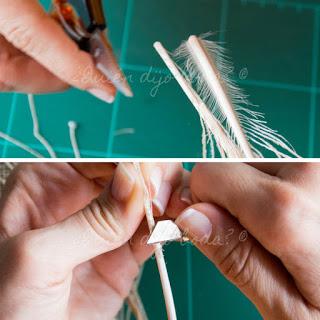 Corta las barbas para dejar los extremos de las plumas limpios