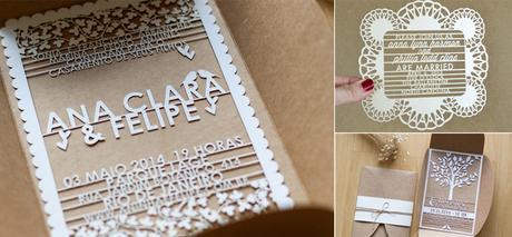 Invitaciones de boda cortadas a láser convites de casamento cortados a laser