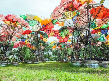 Figment NYC pavellon de paraguas y ruedas de Izaskun Chinchilla