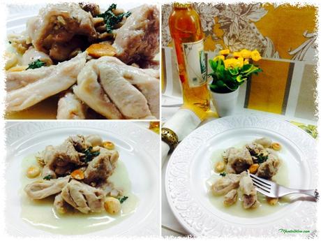 Pollo al azafrán con almendras