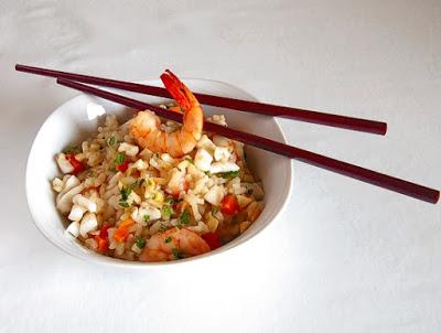 Arroz con sepia y langostinos