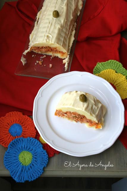 Pastel frío de patata y bonito,pastel de patata
