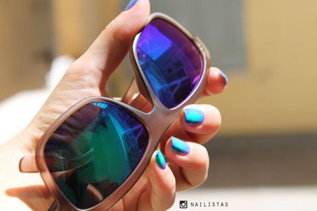 Gafas Cristal espejo efecto degradado verde violeta Tropik lentiexpress