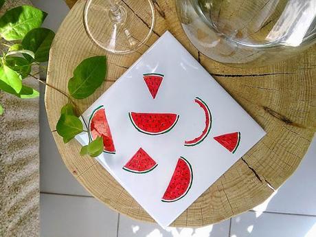 Posavasos con dibujo de Sandía #DiarioDecoSummer