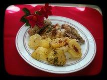 CONEJO ASADO CON PATATAS Y PÉTALOS DE SAL ACETO BALSÁMICO