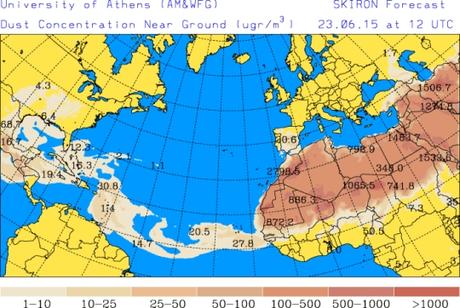 España: Intrusión de polvo africano 23-junio-2015 (Pronóstico)
