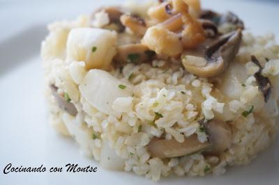 Arroz integral con sepia y champiñones
