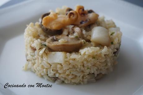 Arroz integral con sepia y champiñones
