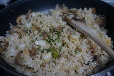 Arroz integral con sepia y champiñones