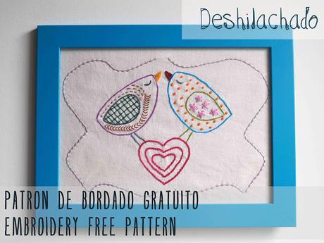 Patrón de bordado gratuito: pájaros con corazón / Free embroidery pattern: birds with heart