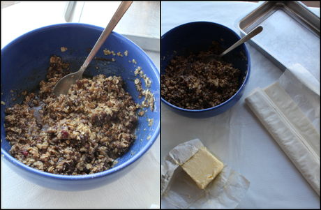 Baklava de café , muesli y cerezas