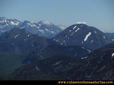 Ruta Les Rapaines, Lago Ubales, Cascayón: Vista de Peña Ten desde Les Rapaínes