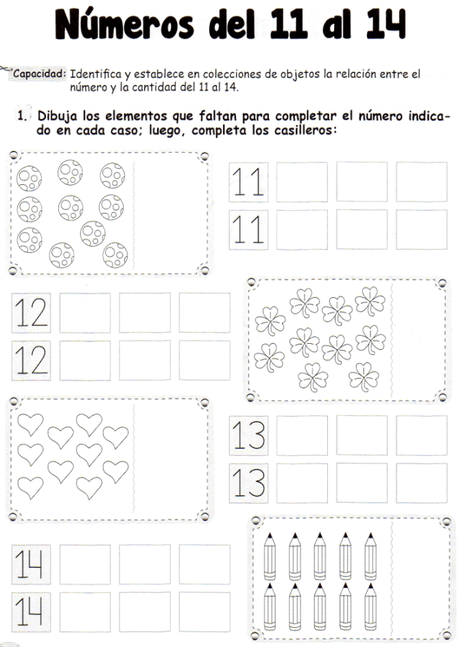 Números del 11 al 14: 5 años