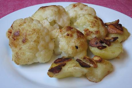 Coliflor con refrito de ajos y guindilla