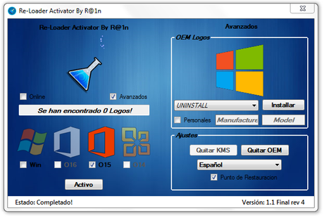 Re-Loader 1.1 Final Rev 4 Activador Avanzado para Office y Windows 7/8/8.1/10 [XP y Vista]
