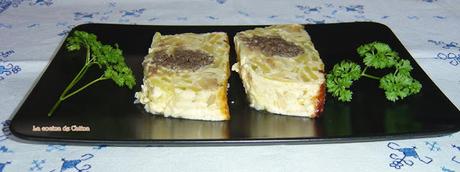 Pastel de zarangollo con morcillas murcianas