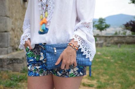 Printed shorts and off shoulders top off shoulders top