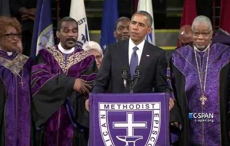 Obama, aferrado a Amazing Grace en el funeral de Charleston