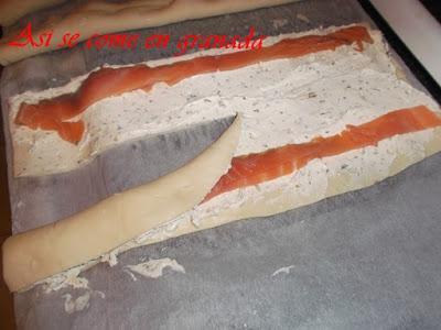 Caracolas de Salmón y queso crema