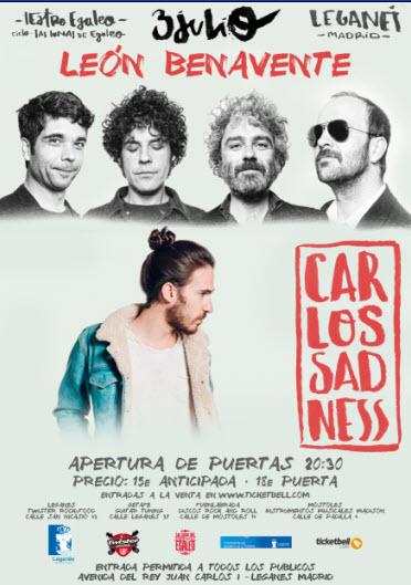 CONCIERTO CARLOS SADNESS Y LEÓN BENAVENTE ESTE VIERNES ENTREVISTAS Y SORTEO DE ENTRADAS‏