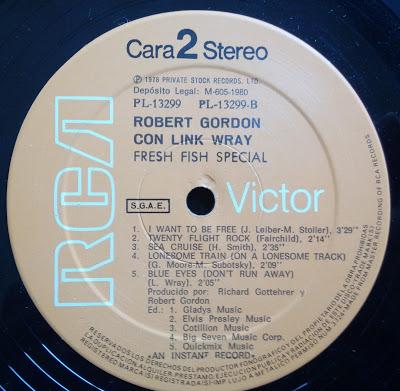 Robert Gordon with Link wray “Fresh Fish Special” Lp 1980