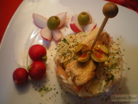 Ensalada de arroz frito con verduras