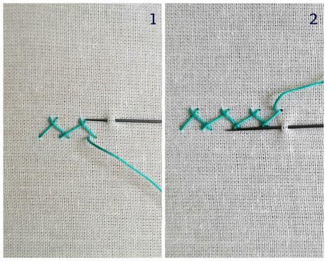 Puntos de bordado: escapulario o espiga / Herringbone stitch