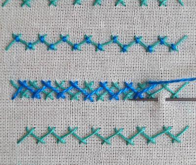 Puntos de bordado: escapulario o espiga / Herringbone stitch