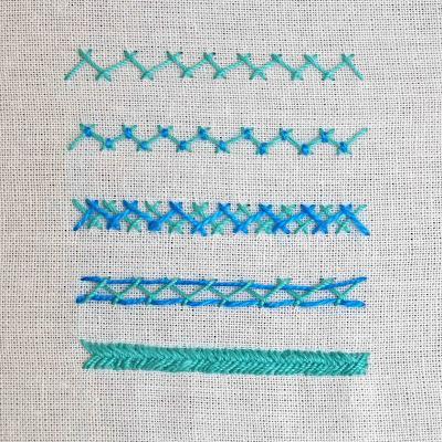 Puntos de bordado: escapulario o espiga / Herringbone stitch