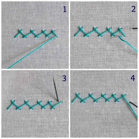 Puntos de bordado: escapulario o espiga / Herringbone stitch