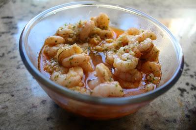 Tallarines con gambas al ajillo olla GM