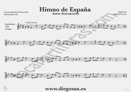 Tubepartitura Himno Nacional de España Partitura de Trombón Tuba y Bombardino Himnos del Mundo
