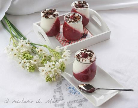 gelatina de frambuesas con crema de yogur 2