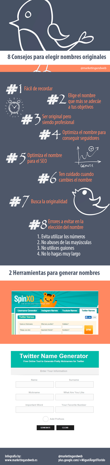 Consejos para tener un nombre original en twitter#redes#consejos#infografía Consejos para tener un nombre original en twitter#redes#consejos#infografía