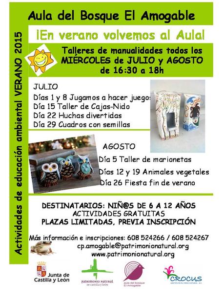 Actividades julio y agosto 2015 Aula del Bosque el Amogable