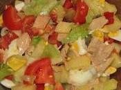 Ensalada atún, patatas huevo vinagreta mostaza